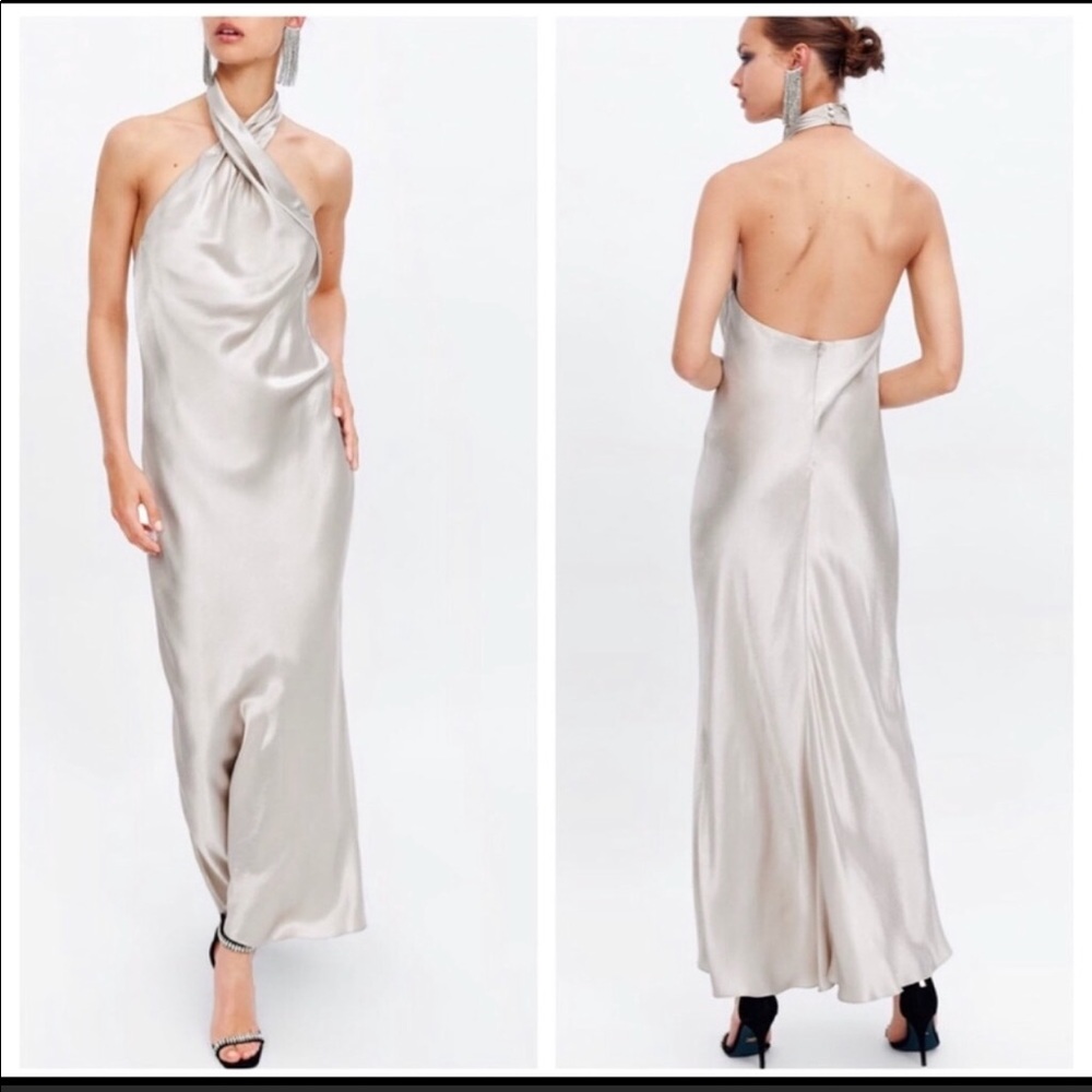 Silver gown open back